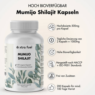 Shilajit Kapseln - 200x Mumijo Kapseln - Mit >80% Fulvinsäure