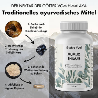 Shilajit Kapseln - 200x Mumijo Kapseln - Mit >80% Fulvinsäure