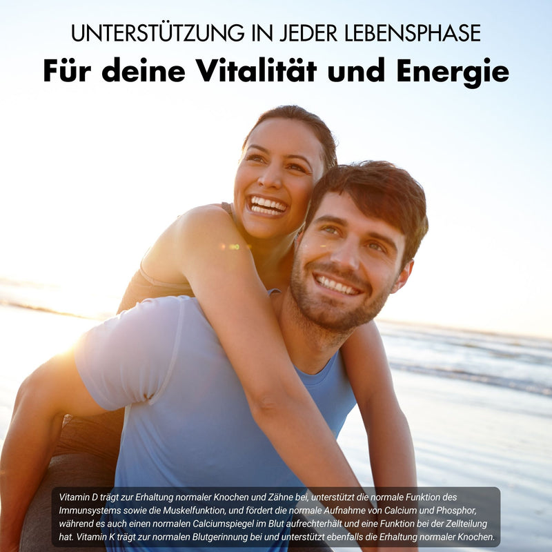 Vitamin D3 + K2 Tabletten - 20.000 I.E. + 200mcg - 100% rein & hochdosiert