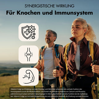 Vitamin D3 + K2 Kapseln - 20.000 I.E. + 200mcg - 100% rein & hochdosiert