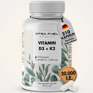 Vitamin D3/K2 Kapseln MK7 all-trans - 20.000 I.E. + 200 μg - 210 Kapseln pro Dose
