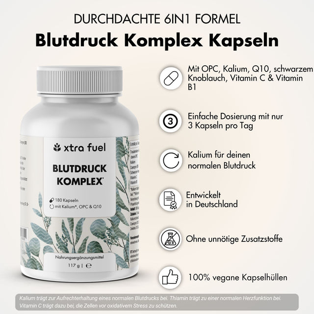 Blutdruck Komplex* - OPC mit Kalium, Q10, schwarzem Knoblauch & Vitaminen