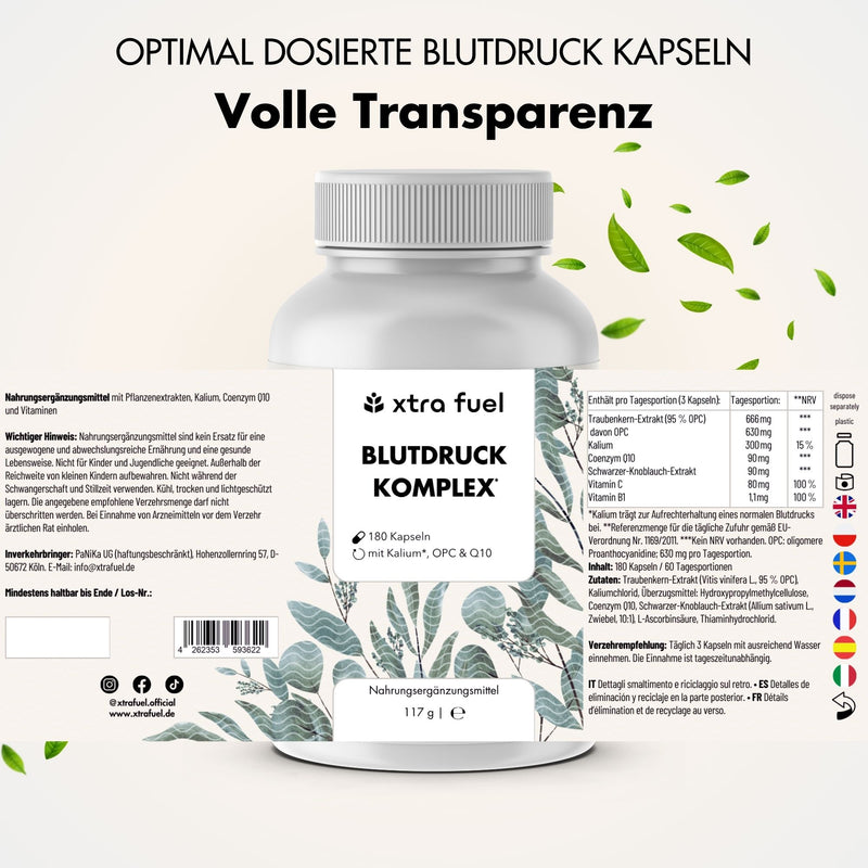 Blutdruck Komplex* - OPC mit Kalium, Q10, schwarzem Knoblauch & Vitaminen