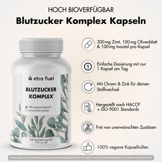 Blutzucker Komplex* - Nährstoffmix mit Ceylon-Zimt, Inositol & Olivenblatt