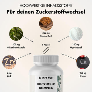 Blutzucker Komplex* - Nährstoffmix mit Ceylon-Zimt, Inositol & Olivenblatt