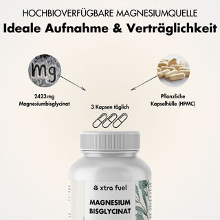 Magnesium Bisglycinat - Chelat-Formel mit 315 mg elementarem Magnesium