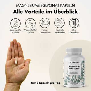 Magnesium Bisglycinat - Chelat-Formel mit 315 mg elementarem Magnesium