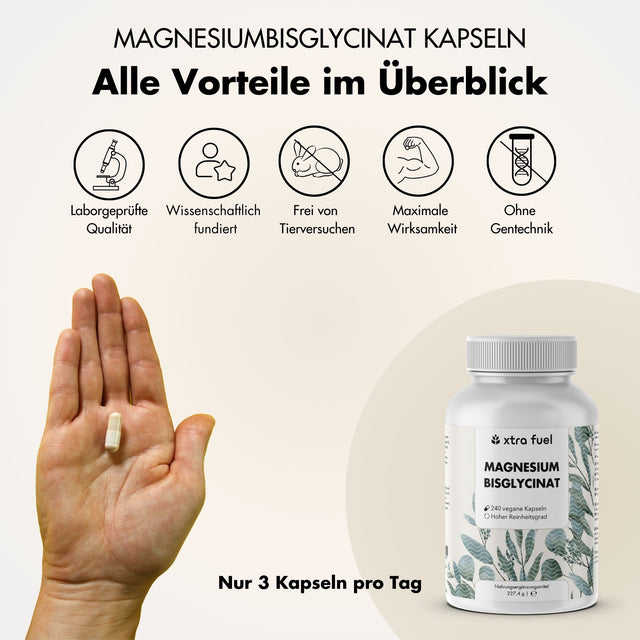 Magnesium Bisglycinat - Chelat-Formel mit 315 mg elementarem Magnesium